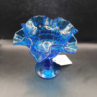 VTG Fenton Blue Glass Footed Candy Dish
