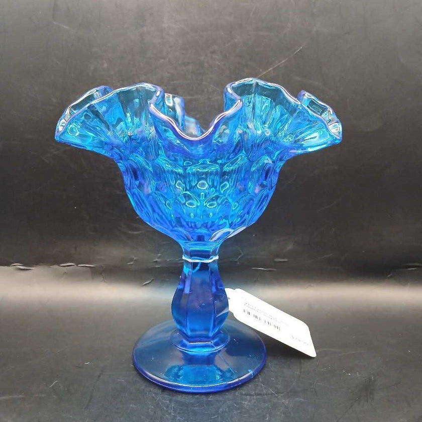 VTG Fenton Blue Glass Footed Candy Dish