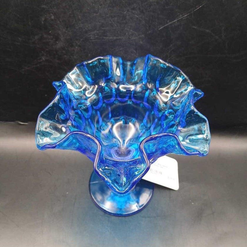 VTG Fenton Blue Glass Footed Candy Dish