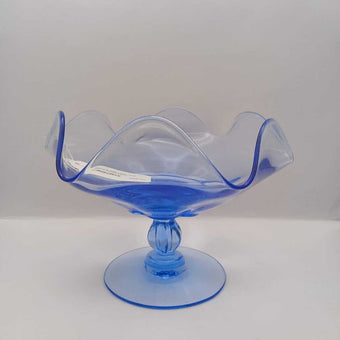 Duncan & Miller open blue glass compote bowl