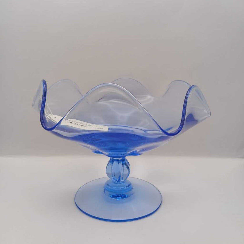 Duncan & Miller open blue glass compote bowl