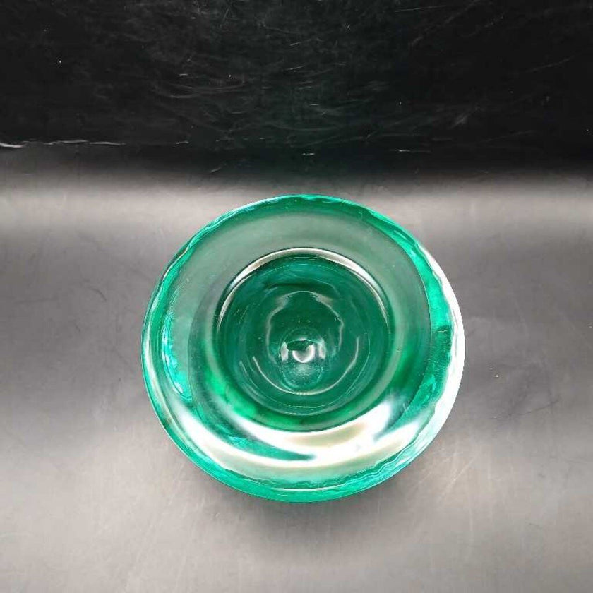 Kosta Boda Atoll Green Swirl Votive Candle Holder
