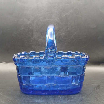 VTG Cobalt Blue Glass Weave Basket