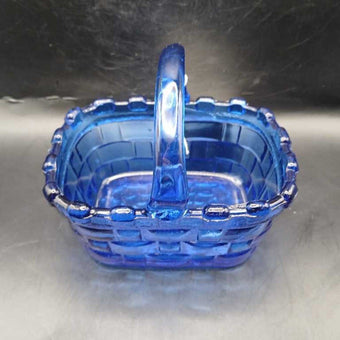 VTG Cobalt Blue Glass Weave Basket