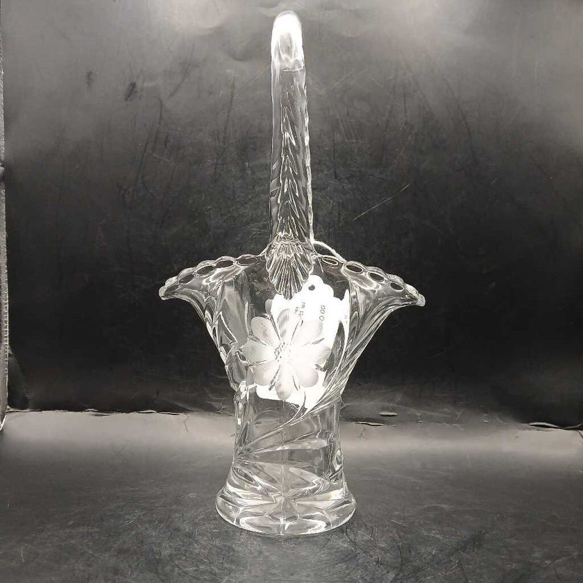 Antique 1920 Duncan & Miller Etched 7.5 in flower basket w/ handle