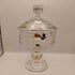Vintage Lidded 22k Gold Etched floral hand blown clear glass candy dish