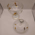 Vintage Lidded 22k Gold Etched floral hand blown clear glass candy dish