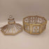 VTG octagon Imperial glass gold painted lidded candy trinket dish