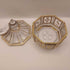 VTG octagon Imperial glass gold painted lidded candy trinket dish