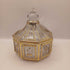 VTG octagon Imperial glass gold painted lidded candy trinket dish