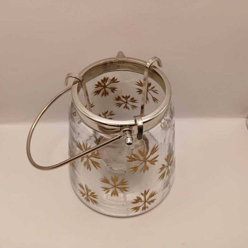 Clear Glass & Gold Candle Lantern