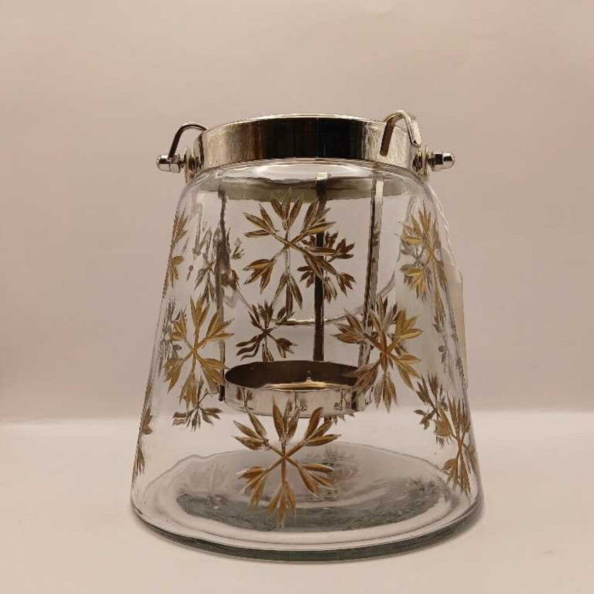 Clear Glass & Gold Candle Lantern