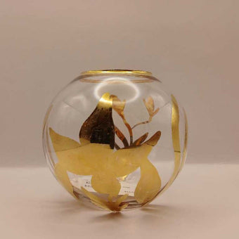 VTG Gold Leaf Round Glass Bowl