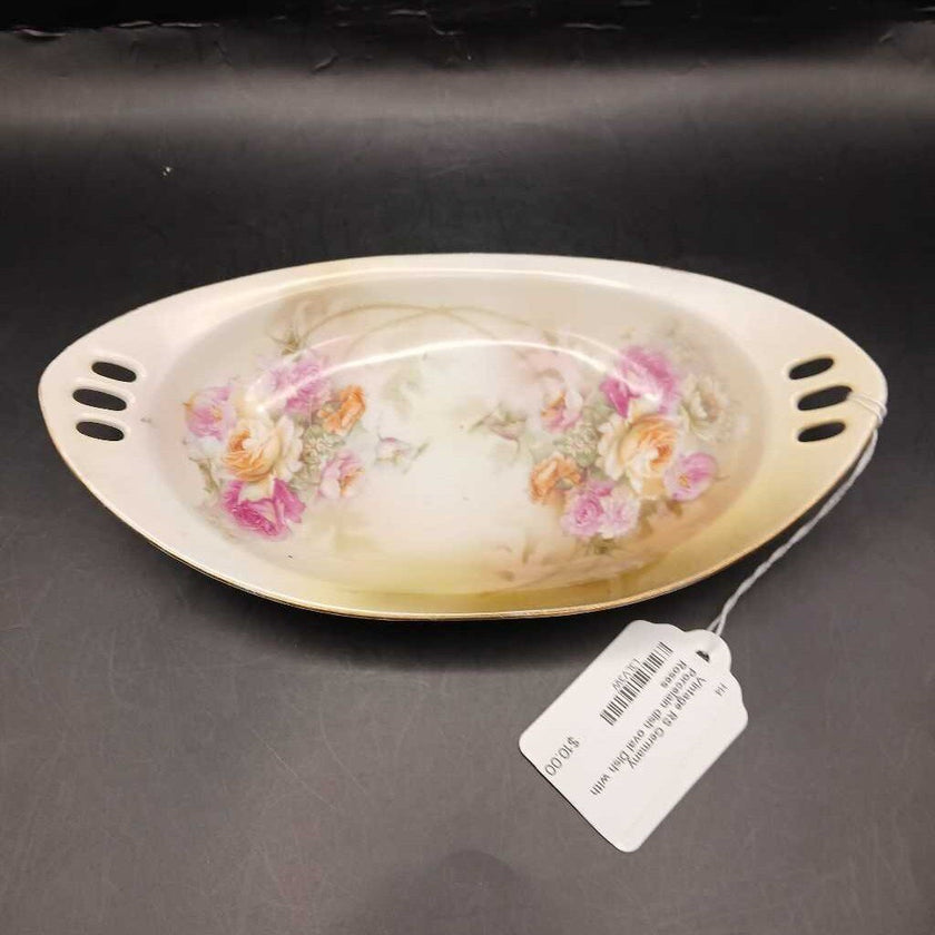 Vintage RS Germany Porcelain dish oval Dish with Roses