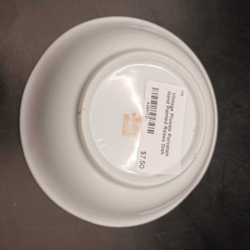 Vintage Prussia Porcelain Hand Painted Roses Dish