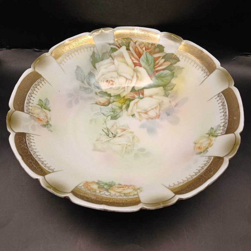 Vintage Bavaria Porcelain Bowl with Hand Painted Yellow Roses