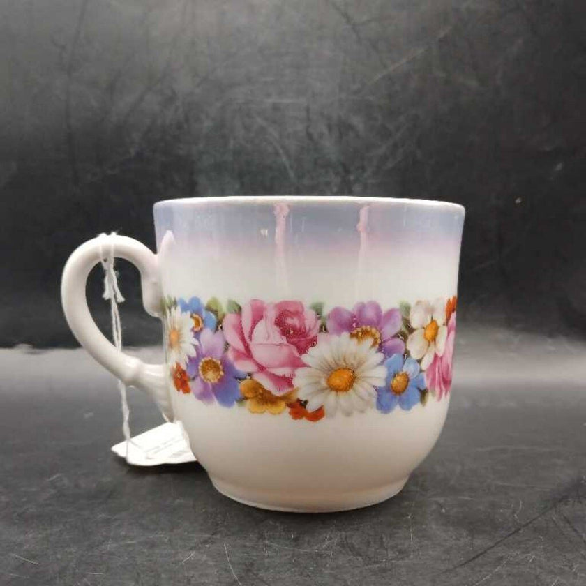 Vintage German Porcelain Lustreware Mug with Flowers