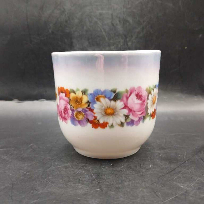 Vintage German Porcelain Lustreware Mug with Flowers