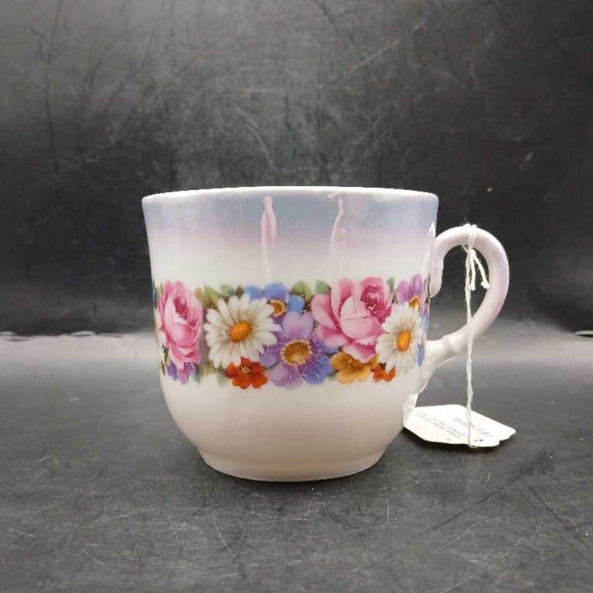 Vintage German Porcelain Lustreware Mug with Flowers