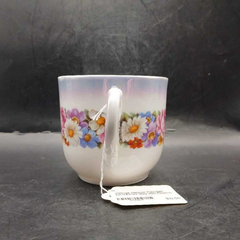 Vintage German Porcelain Lustreware Mug with Flowers