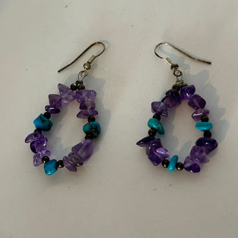 Southwest Style Amethyst and Turquoise Sterling earrings