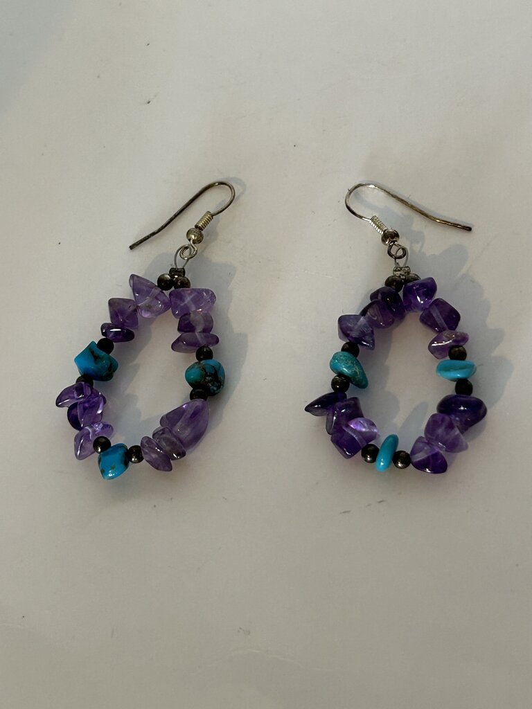 Southwest Style Amethyst and Turquoise Sterling earrings