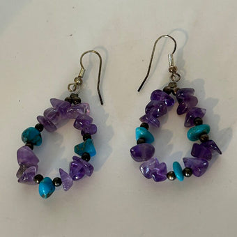 Southwest Style Amethyst and Turquoise Sterling earrings