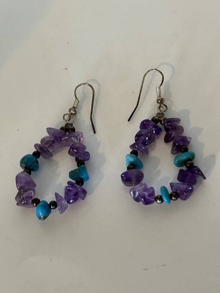 Southwest Style Amethyst and Turquoise Sterling earrings