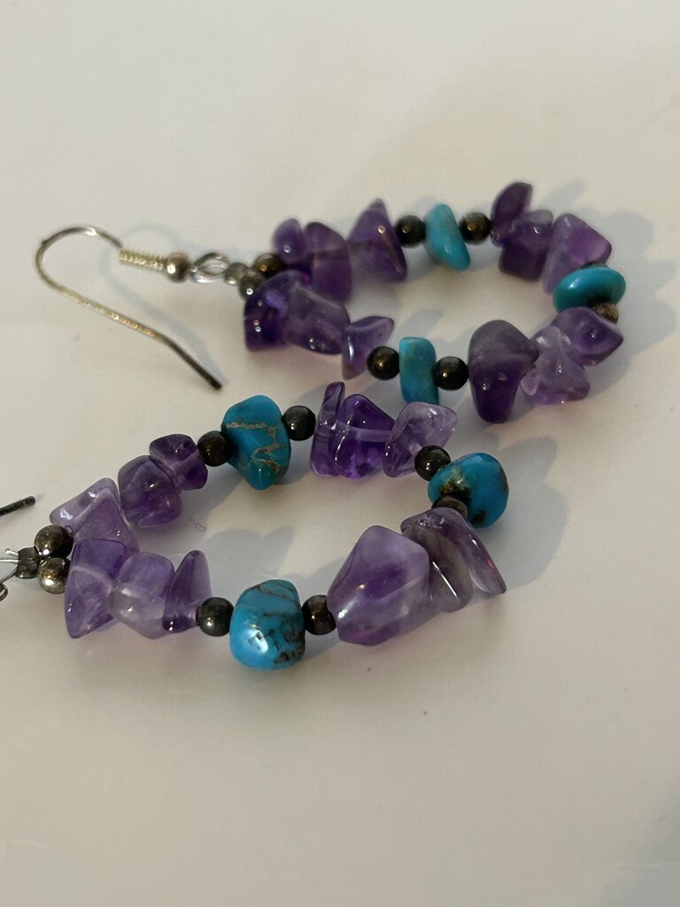 Southwest Style Amethyst and Turquoise Sterling earrings