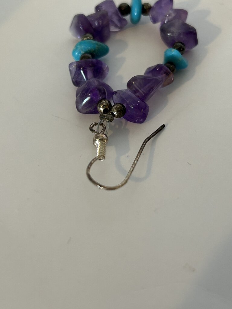 Southwest Style Amethyst and Turquoise Sterling earrings
