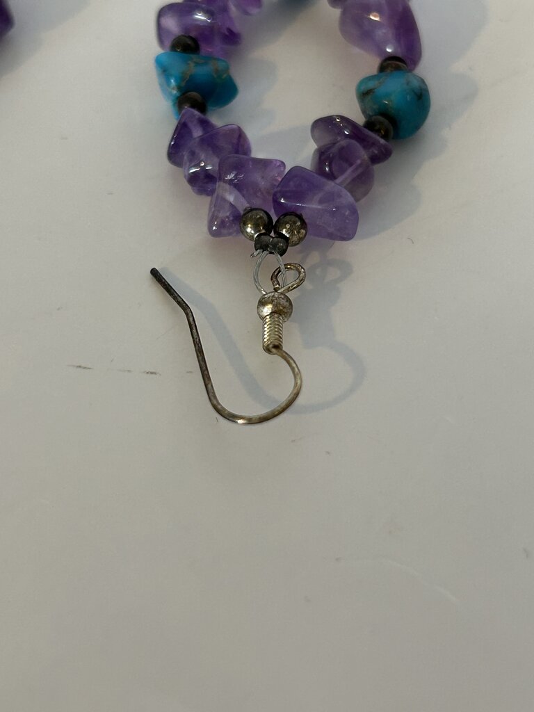 Southwest Style Amethyst and Turquoise Sterling earrings