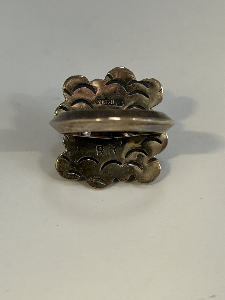 Southwest Style Sterling with Dendroic and Moonstone Ring Size 9