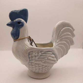 Blue & White Rooster Planter