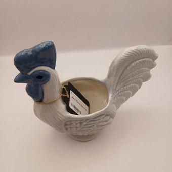 Blue & White Rooster Planter