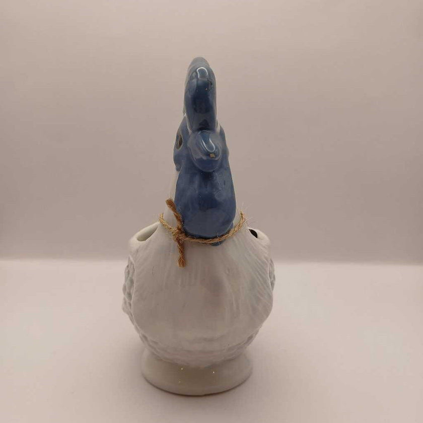 Blue & White Rooster Planter