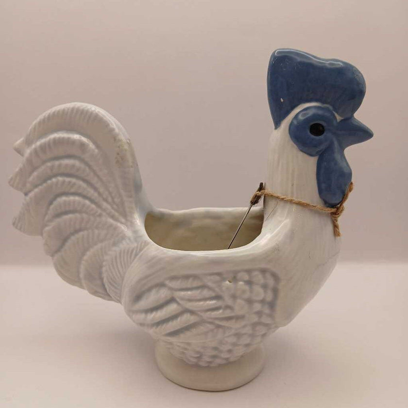 Blue & White Rooster Planter