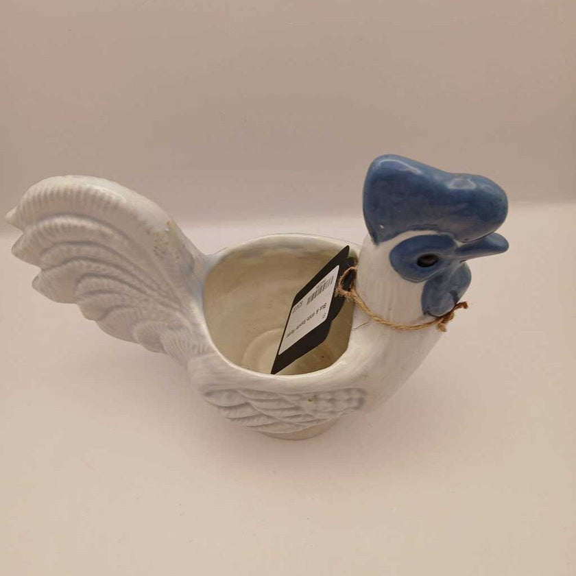 Blue & White Rooster Planter