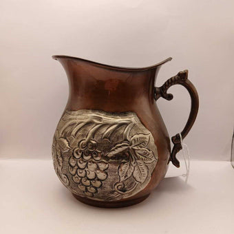 Brass and Silver Grape design Metal Pitcher