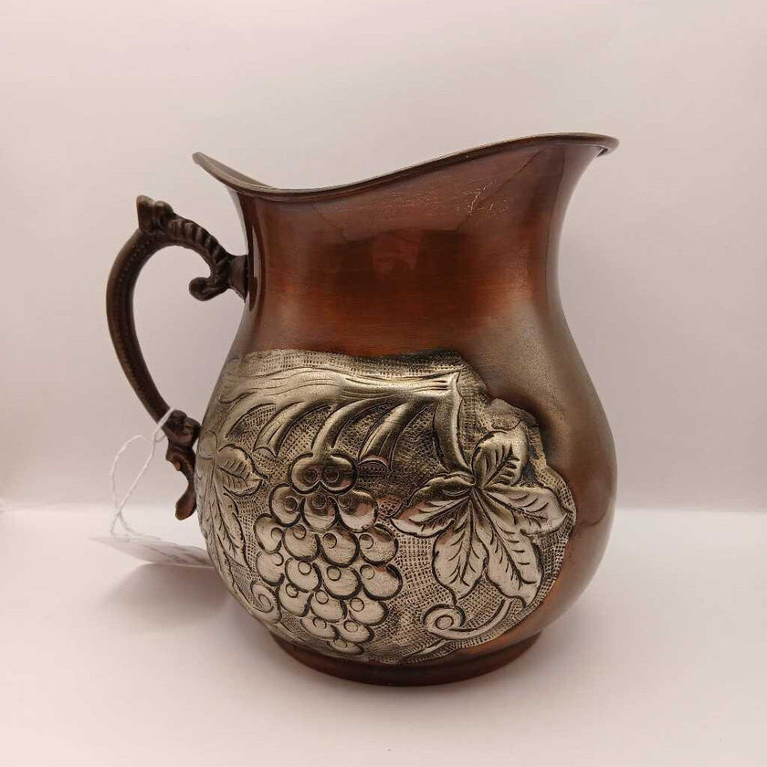 Brass and Silver Grape design Metal Pitcher