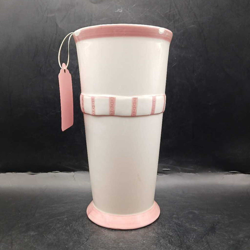 Pink & white bow vase