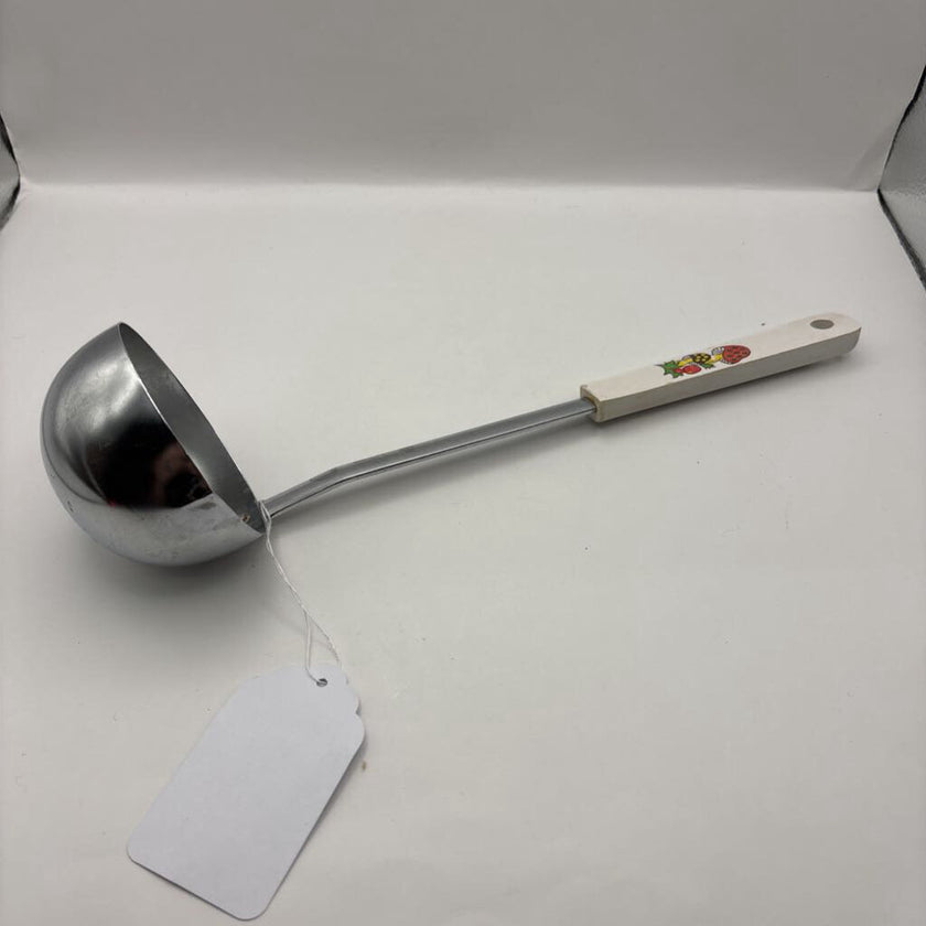 Vintage Rare Cookware Ladle White Handle with Mushrooms