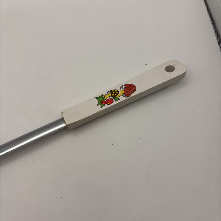 Vintage Rare Cookware Ladle White Handle with Mushrooms