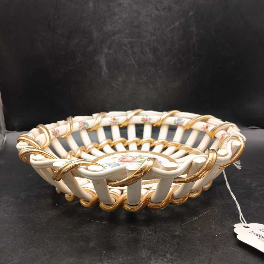 Vintage Porcelain Basket from Spain
