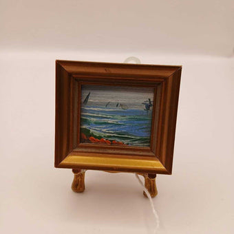 Small water picture on brass easel