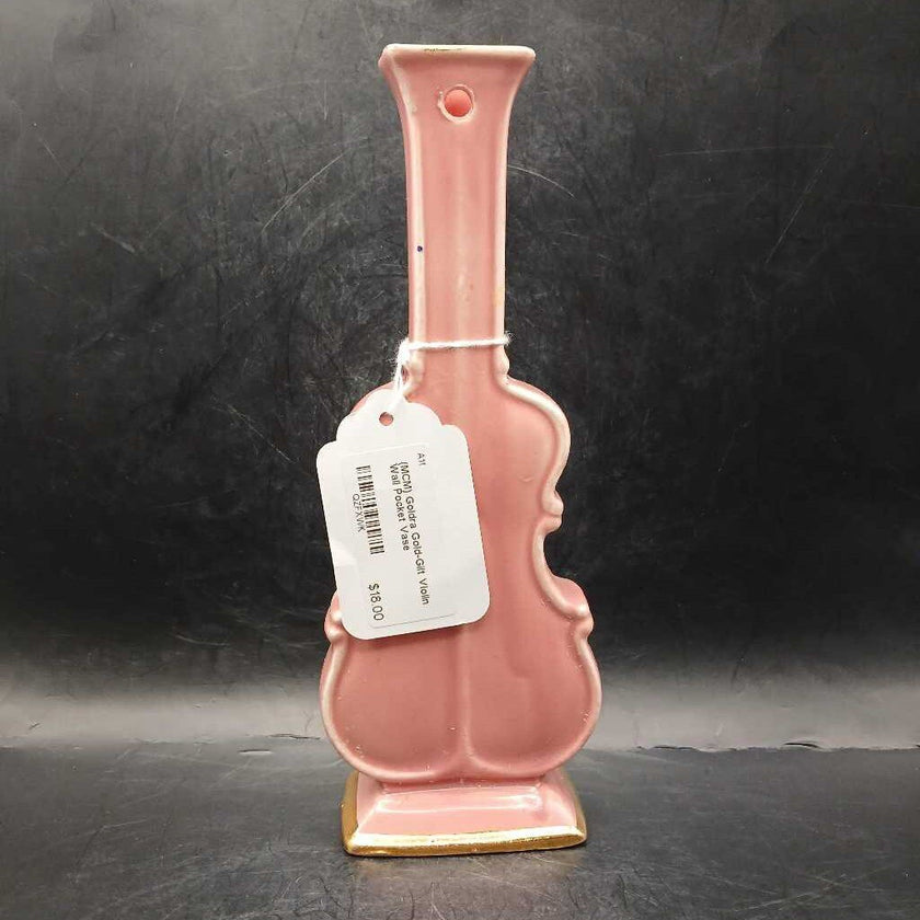 (MCM) Goldra Gold-Gilt Violin Wall Pocket Vase