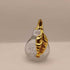 Controlled Bubbles Glass Pear with Gold Stem and Leaf