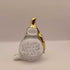 Controlled Bubbles Glass Pear with Gold Stem and Leaf