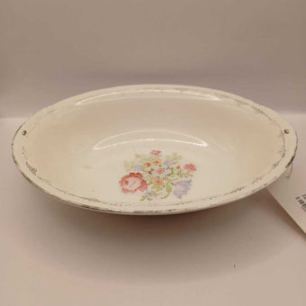 1940's Homer Laughlin Oval Serving Bowl w/Patchwork Floral (M)