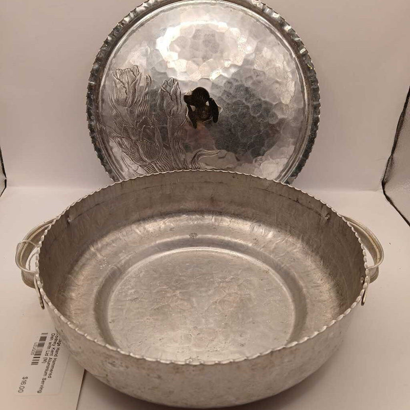 Vintage Hand Hammered Rodney Kent Aluminium Serving Dish with Lid (M)