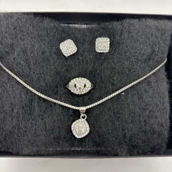 4 piece setsterling silver & zirconia , Ring, necklace & earrings